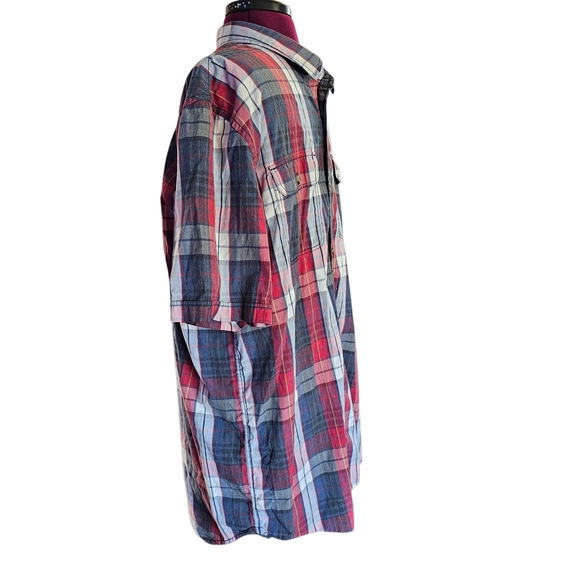 Vans Off The Wall Men's Plaid Shirt - Red and Blue Skater Casual - Picture 4 of 7